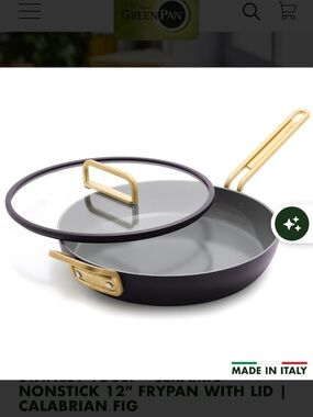 GreenPan Stanley Tucci Ceramic Nonstick Frypan, 12” pan with glass lid.